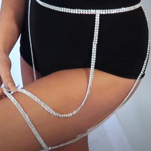 2 Silver Rhinestone Calf Leg Chains