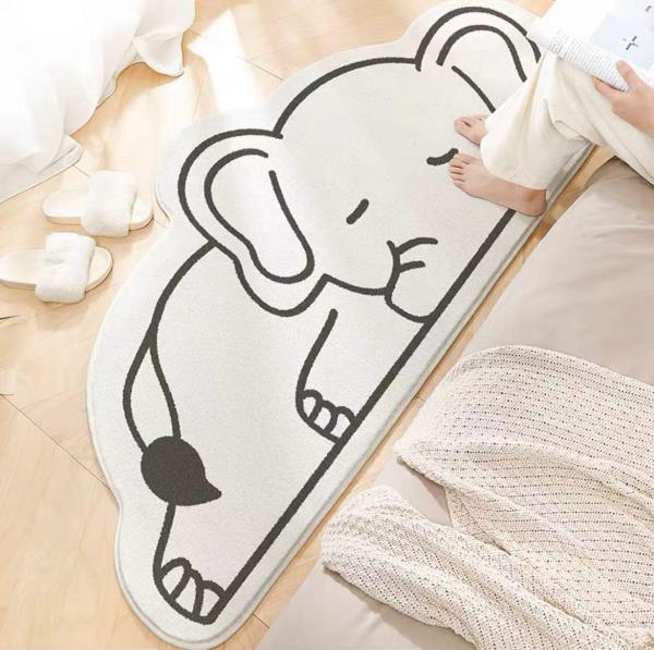 Cartoon Sleeping Animal Long White Floor Rug