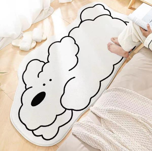 Cartoon Sleeping Animal Long White Floor Rug