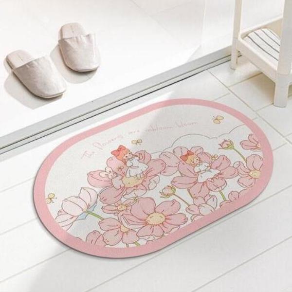 Flower Soft Diatom Mud Anti Slip Quick Drying Bathroom Mat