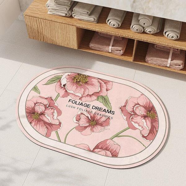 Flower Soft Diatom Mud Anti Slip Quick Drying Bathroom Mat