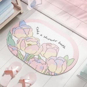 Flower Soft Diatom Mud Anti Slip Quick Drying Bathroom Mat