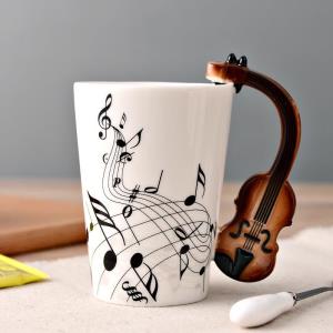 3D Music Instrument Melody Handle Ceramic Cup