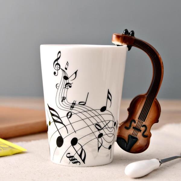 3D Music Instrument Melody Handle Ceramic Cup