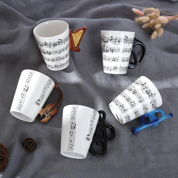 3D Music Instrument Melody Handle Ceramic Cup