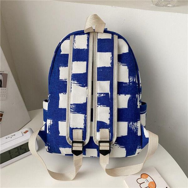 Simple Cross Colour Nylon Multi Pockets School Backpack