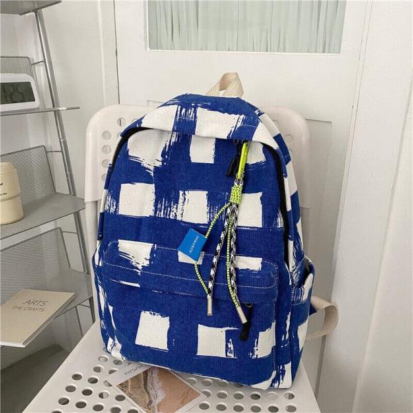 Simple Cross Colour Nylon Multi Pockets School Backpack