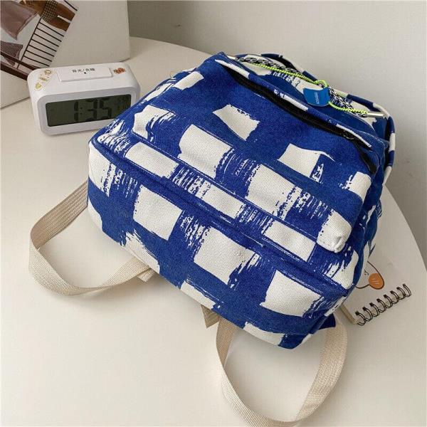 Simple Cross Colour Nylon Multi Pockets School Backpack