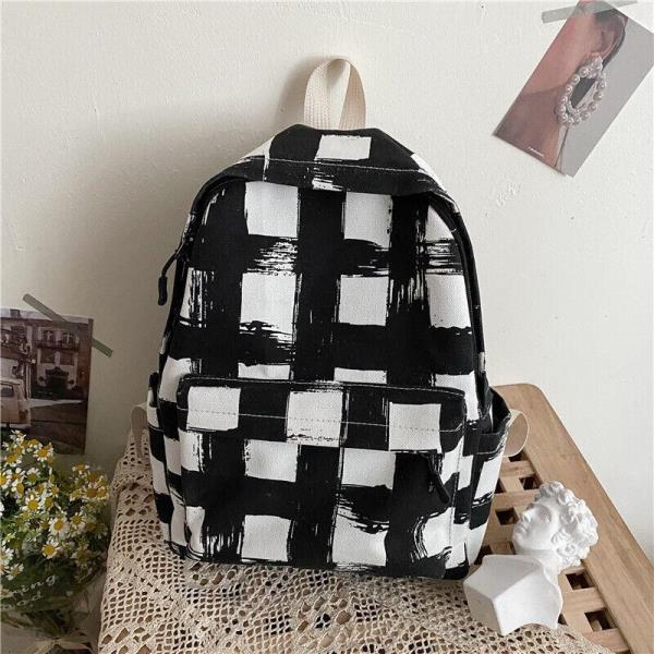 Simple Cross Colour Nylon Multi Pockets School Backpack