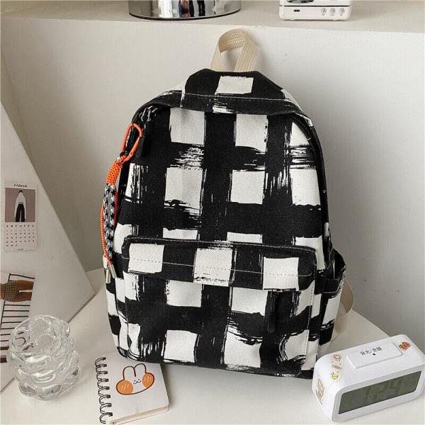 Simple Cross Colour Nylon Multi Pockets School Backpack