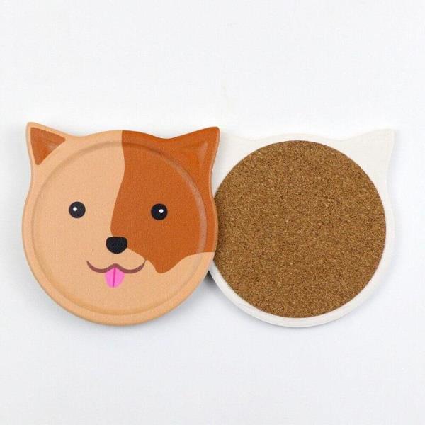 4 Cartoon Dog Heat Resistance Absorbent Ceramic Coasters