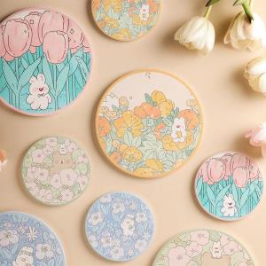 4 Flower Cat Heat Resistance Absorbent Ceramic Coasters