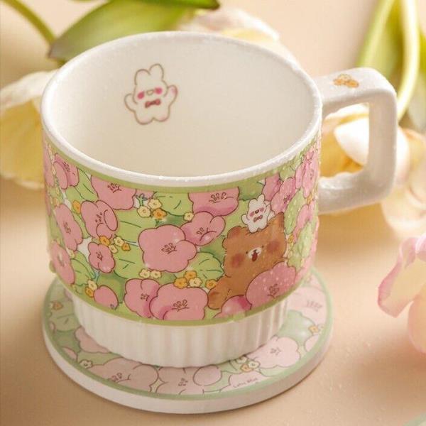 Heat Resistance Anti Slippery Cartoon Ceramic Absorbent Coasters