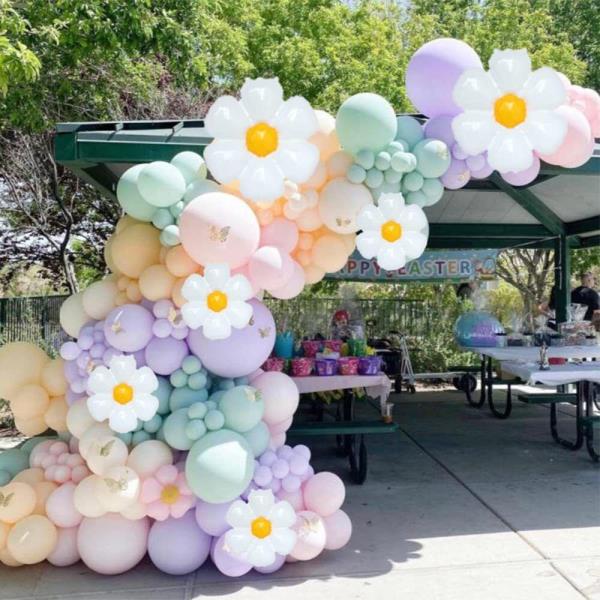 Daisy Flower Birthday Party Latex Foil Balloons