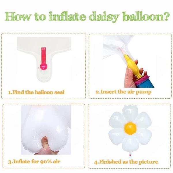 Daisy Flower Birthday Party Latex Foil Balloons