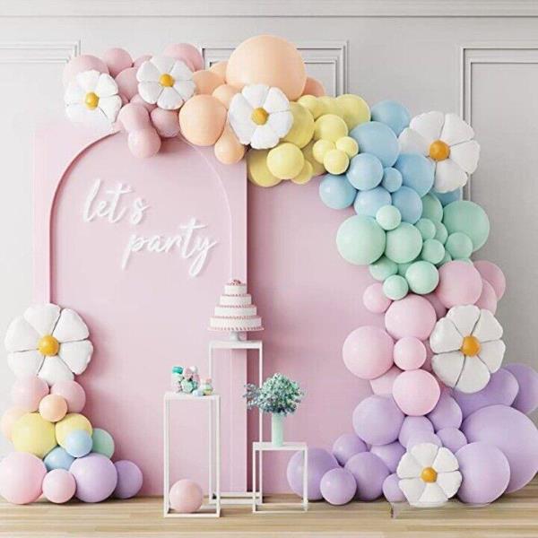 Daisy Flower Birthday Party Latex Foil Balloons