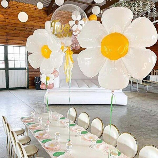 Daisy Flower Birthday Party Latex Foil Balloons