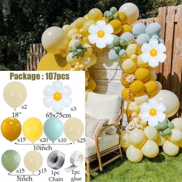 Daisy Flower Birthday Party Latex Foil Balloons