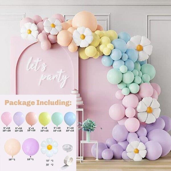 Daisy Flower Birthday Party Latex Foil Balloons