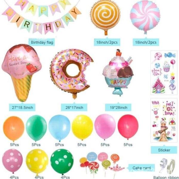 Donut Ice Cream Birthday Party Latex Balloons