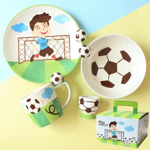 4 Pcs Cute Cartoon Kids 3D Ceramic Dining Set