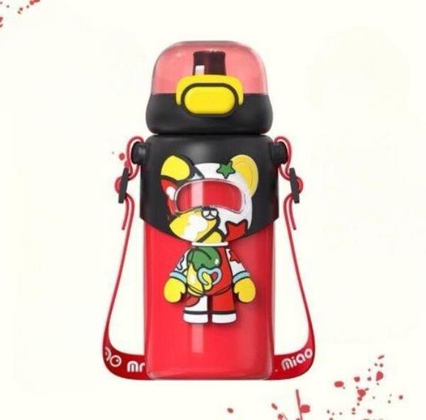 460 ML Insulated Cartoon Bear Stainless Steel Sippy Straw Water Bottle