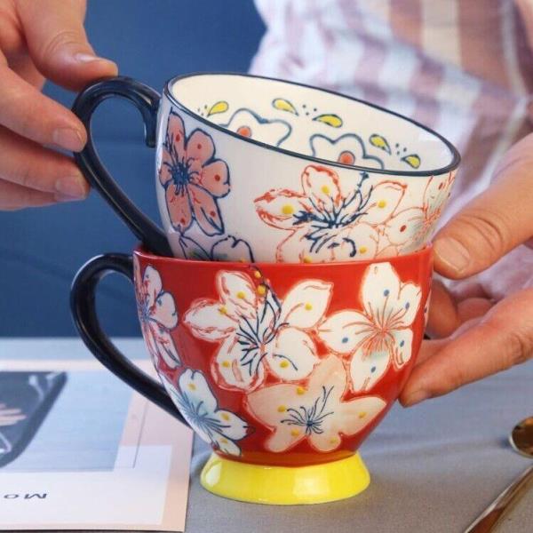 Modern Strength Porcelain Flower Ceramic Cup