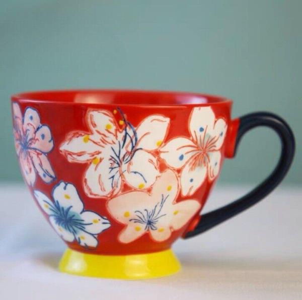 Modern Strength Porcelain Flower Ceramic Cup