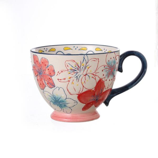 Modern Strength Porcelain Flower Ceramic Cup