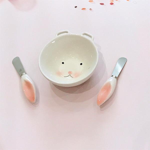 3D Rabbit Snack Salad Ceramic Bowl