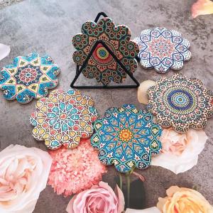 4 Flower Cat Heat Resistance Absorbent Ceramic Coasters