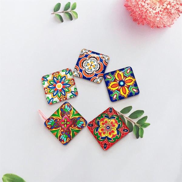 5 Crystal Glasses Mandala Flower Fridge Magnets