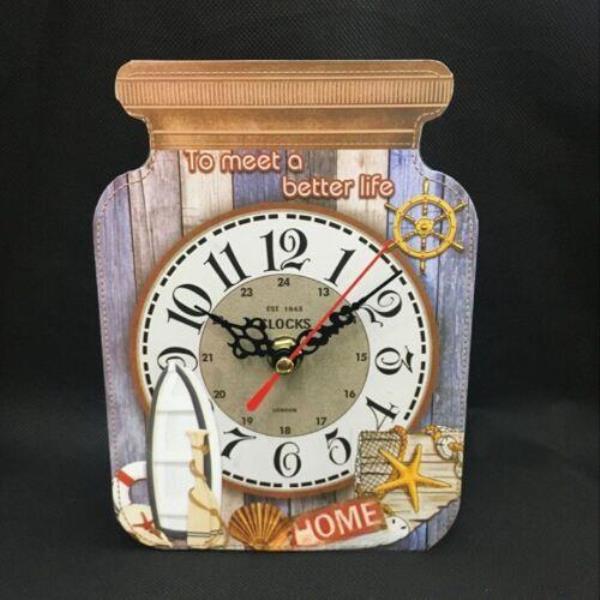 Retro Vintage Drifting Bottle Wooden Hanging Wall Clock