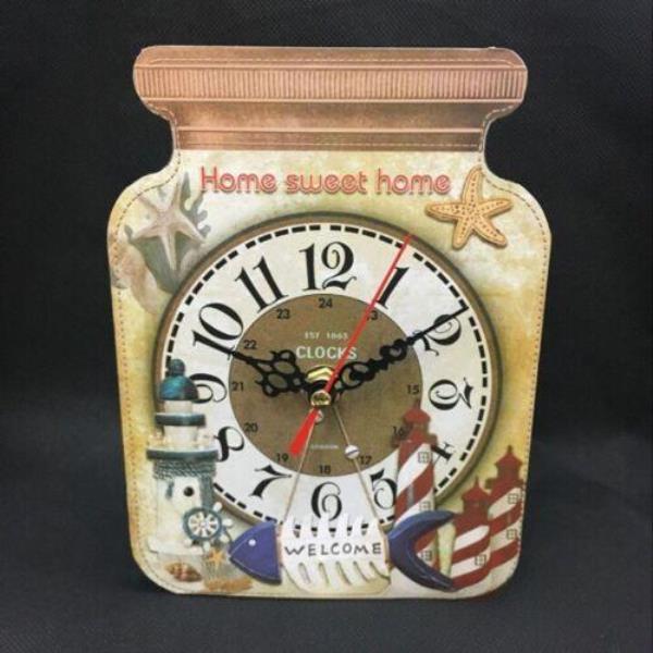 Retro Vintage Drifting Bottle Wooden Hanging Wall Clock