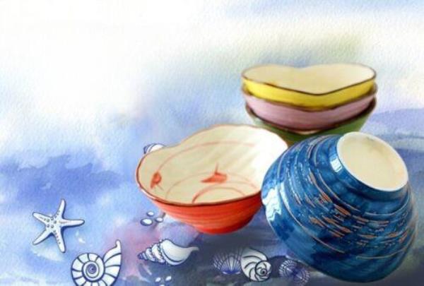 5 Pcs Handmade Japanese Seashell Ceramic Bowls Set