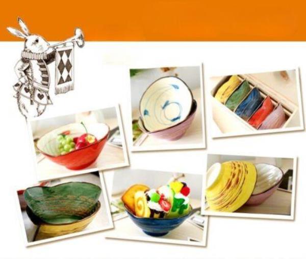 5 Pcs Handmade Japanese Seashell Ceramic Bowls Set