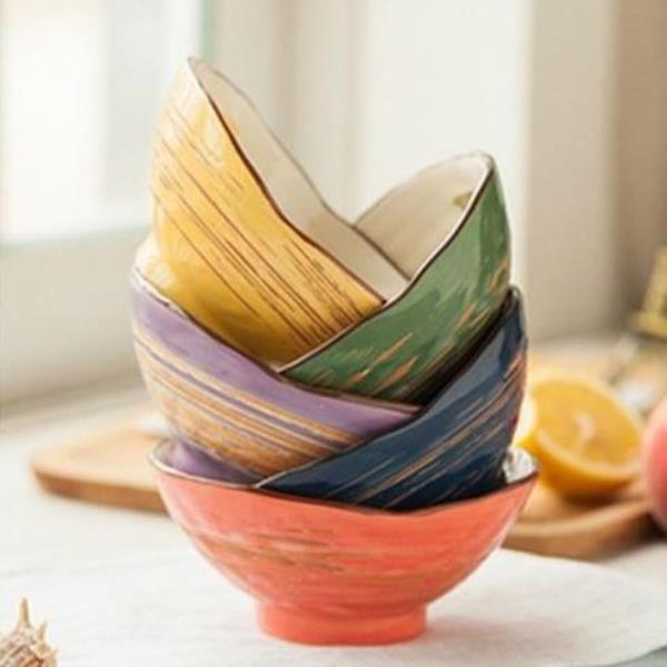 5 Pcs Handmade Japanese Seashell Ceramic Bowls Set