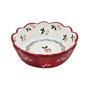 7 Inch Red Cherry Baking Salad Fruit Snack Ceramic Bowl