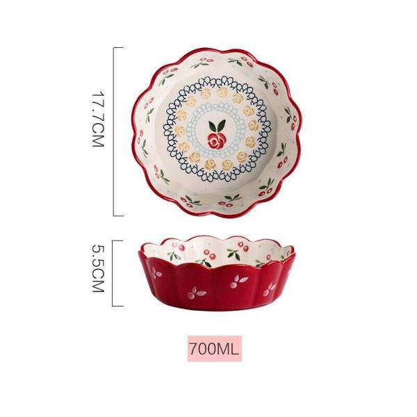 7 Inch Red Cherry Baking Salad Fruit Snack Ceramic Bowl