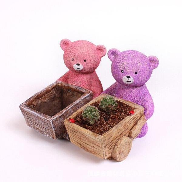 Cartoon Bear Cement Succulent Plant Flower Pot