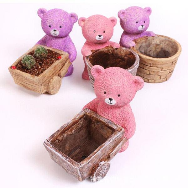 Cartoon Bear Cement Succulent Plant Flower Pot