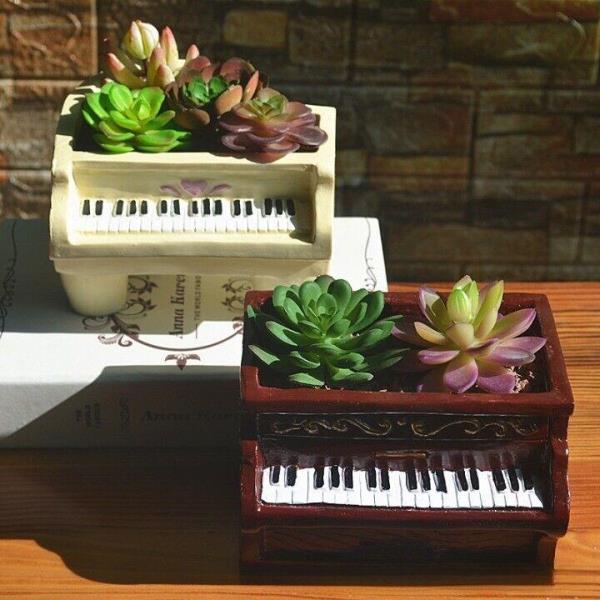 Retro Brown Piano Mini Flowerpot Succulent Plant Pot