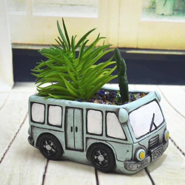 Retro Bus Train Garden Succulent Flower Plant Pot