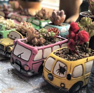 Retro Bus Train Garden Succulent Flower Plant Pot