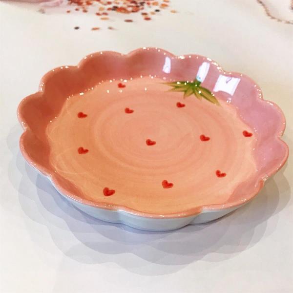 Heat Resistance Pink Heart Baking Plate