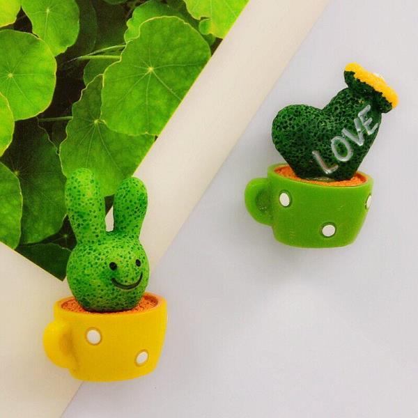 4 Cartoon Resin Cactus Fridge Magnets