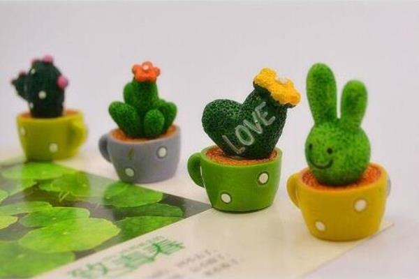 4 Cartoon Resin Cactus Fridge Magnets