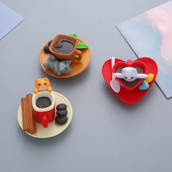 6 Cartoon Cat PVC 3D Food Fridge Magnets