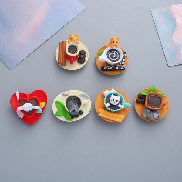 6 Cartoon Cat PVC 3D Food Fridge Magnets