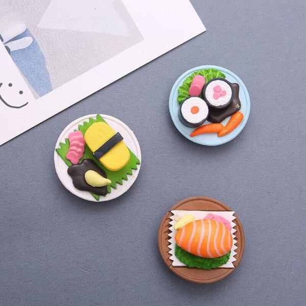 4 Sushi Plate PVC 3D Food Fridge Magnets